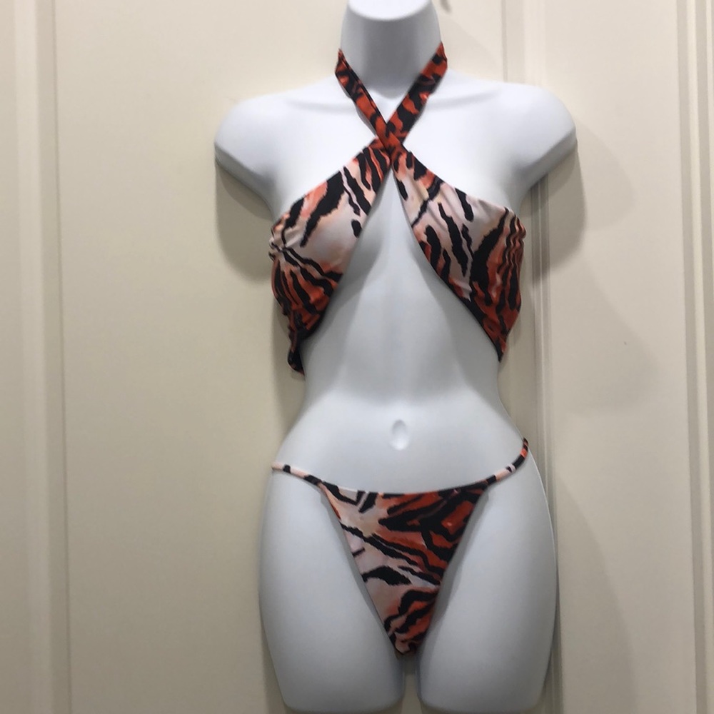 Fashion Nova swim rust combo safari prowl 3-pieces swim set, NEW, size M